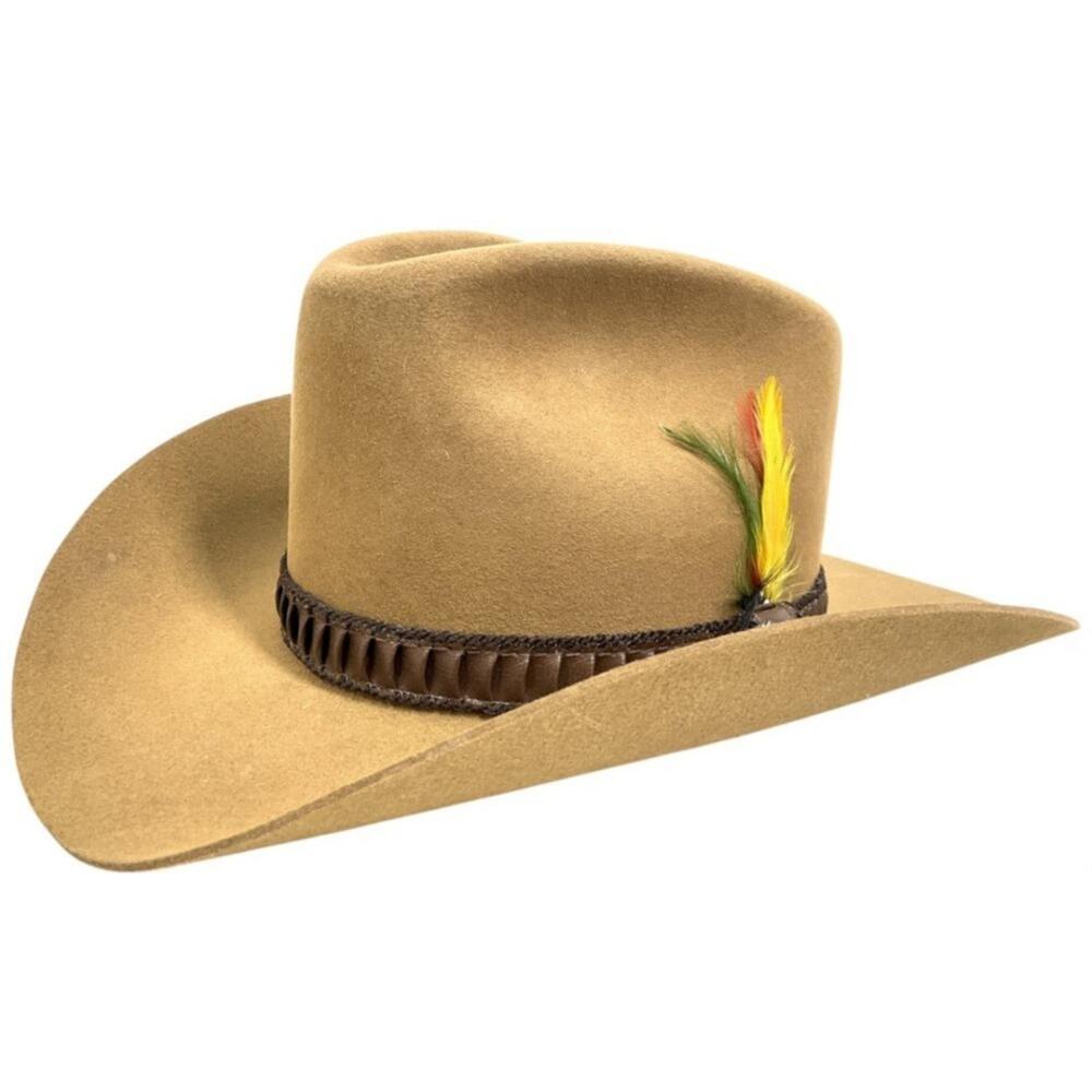 Vintage Stetson Stampede 3X Beaver Pecan Cowboy Hat Size 7 Box NOS Protector